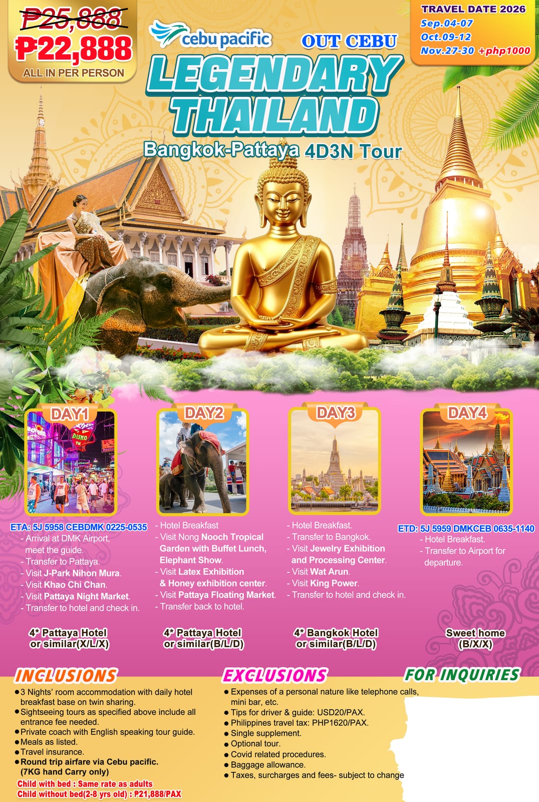 Thailand tour package — Uosalth Ceb | Claor Travel & Tours